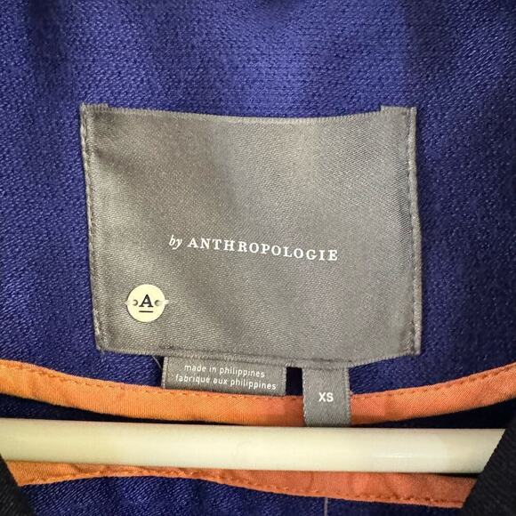 NWT Anthroologie Wellesley Pleated Peacoat Blue Lined Pockets Size XS - Picture 8 of 11